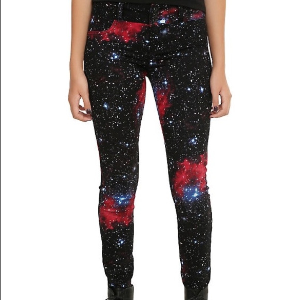 BLACKHEART GALAXY PRINT SUPER SKINNY JEANS